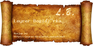 Leyrer Boglárka névjegykártya